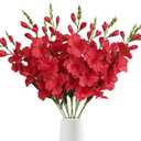 IPOPU Red Gladiolus Artificial Flowers 30.3 in Long Stem Flowers 10 PCS Gladiolus Flowers Silk Artificial Flowers for Home Wedding Office Decoration(Red)