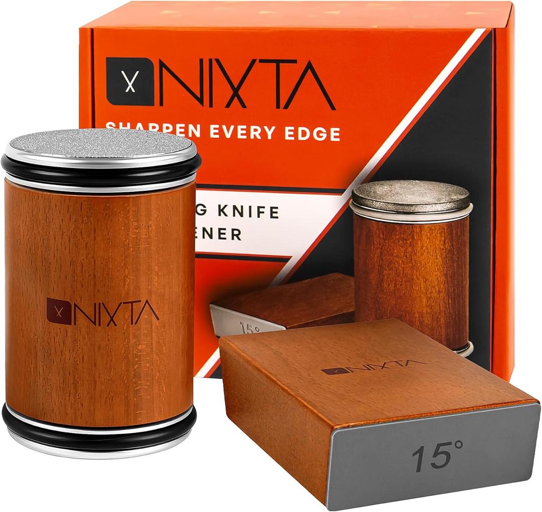 Nixta Rolling Knife Sharpener Kit – 3-Stage Manual Knife Sharpener for Kitchen, Chef & Serrated Knives – Knives Sharpener with Non-Slip Base – Knife Sharpening Kit