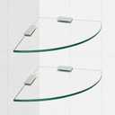 2-Pack Glass Corner Shower Shelves with Aluminium Brackets, 9.8 X 9.8 Tempered Glass Bathroom Shelf, Wall Mounted Organizer for Shower, Kitchen