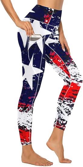 QIVICIMA Womens High Waist Workout Leggings Halloween Christmas Gym Plaid Printed Tummy Control Yoga Pants with Pockets,  Large