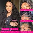 LESLY 30 Inch 13x6 Deep Wave Lace Front Wigs Human Hair Natural Black 200% Density Pre Plucked Deep Curly 13x6 HD Lace Frontal Wigs Human Hair Glueless Wigs with Baby Hair for Women
