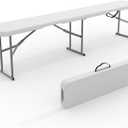 GarveeLife Portable Folding Bench 6 Foot, Plastic Foldable Bench HDPE BenchTop with Carrying Handle for Outdoor Picnic Camping Party Sports Activities - White, 1 Pack