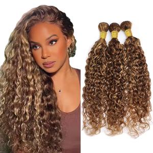 Honey Blonde Water Wave Bundles P4/27 Highlight Bundle Human Hair Brazilian Virgin Hair 3 Bundles 20 22 24 Inch P4/27 Water Wave Bundle