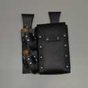 HiiFeuer Medieval Alchemy Faux Leather Belt Bag with 2 Cork Potion Vials, Fantasy Wizard Waist Pouch Side Pack for Ren Faire (Black B)