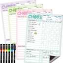 Magnetic Dry Erase Chore Chart - 8.5"x12" Behavior Responsibility Chore Board for Kids, Teenagers - 6 Extra Fine Point Markers Included - Shipped Flat 4 Pcs