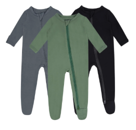 Baby Boy Footed Pajamas with Mittens,Rayon Made from Bamboo Sleepers, 2 Way Zipper Long Sleeve Pjs 2 set (Green and Grey only) Size: Newborn