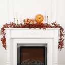 2 Pack Fall Garland for Mantle 6ft Plum Artificial Cimicifuga Ramosa Plant Leaves Garland Autumn Leaf Vine for Fall Halloween Mantel Thanksgiving Garden Farmhouse Decoration