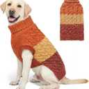KYEESE Dog Sweater Color Block Dog Sweaters for Large Dogs Boy with Fuzzy Thread Knitted Turtleneck Pet Sweater Fall Winter Dogs Clothes, Brown, XXL (2XL (40-70lbs))