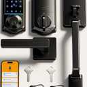 Veise VE017-D Smart Fingerprint Front Door Lock Set, App Control, 8-in-1 Keyless Entry Deadbolt with Lever Handle, Touchscreen Keypad, IP55 Weatherproof, Auto Lock, Easy Install, Matte Black