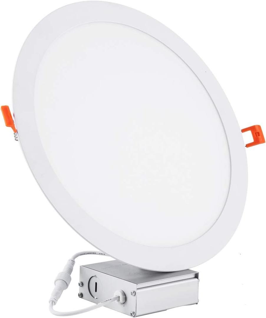1Pack 11 Inch Ultra Thin LED Recessed Ceiling Light with Junction Box, 6000K Daylight, 24W 110V Eqv,Recessed Lighting, Slim No Dimmable Can-Killer Downlight,Canless Lights 2150LM High CRI80+ (11inch 1 Pack, 6000k-no Dimmable ( Clear White)