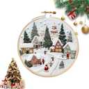 AZKRWFLM Christmas Village Embroidery Kit for Adults  DIY Winter Snow Scene Hand Embroidery Set with Pattern Manual, Holiday Decor Craft Kit for Beginners,