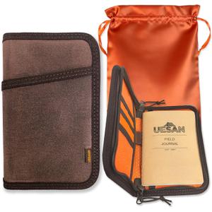 Waxed Canvas Cover for Pocket Notebooks & Journals, Personal Organizers with Zipper & Pen Holder, Water Resistant Notebook Wallet for 3.5" x 5.5" Mini Field Journal