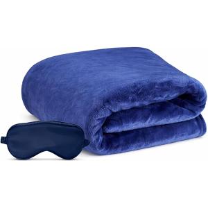 ENZOLVE Travel Blanket, Airplane Blanket, Ultra-Soft, Warm & Lightweight, 65x40 in, Outdoor Blanket Essentials for Women, Men & Kids, Included Eye Mask, Luggage Sleeve & Backpack Clip Grey