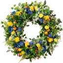 Balsam Hill Outdoor Summer Breeze Spring & Summer Wreath - 28" Premium UV-Protected Floral Door Wreath for Front Door, Patio, & Garden