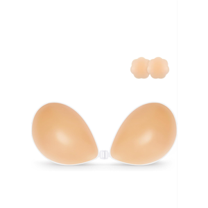 Niidor Adhesive Bra Strapless Sticky Invisible Push up Silicone Bra for Backless Dress with Nipple Covers Size B