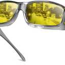 Night Driving Glasses Night Vision Glasses Fit Over Glasses Polarized Anti-Glare UV400 Gift for Men Women
