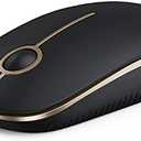VssoPlor Wireless Mouse, 2.4G Slim Portable Computer Laptop Mouse with Nano Receiver Quiet Silent Optical Mice for Notebook, PC, Laptop, Computer-Black and Gold