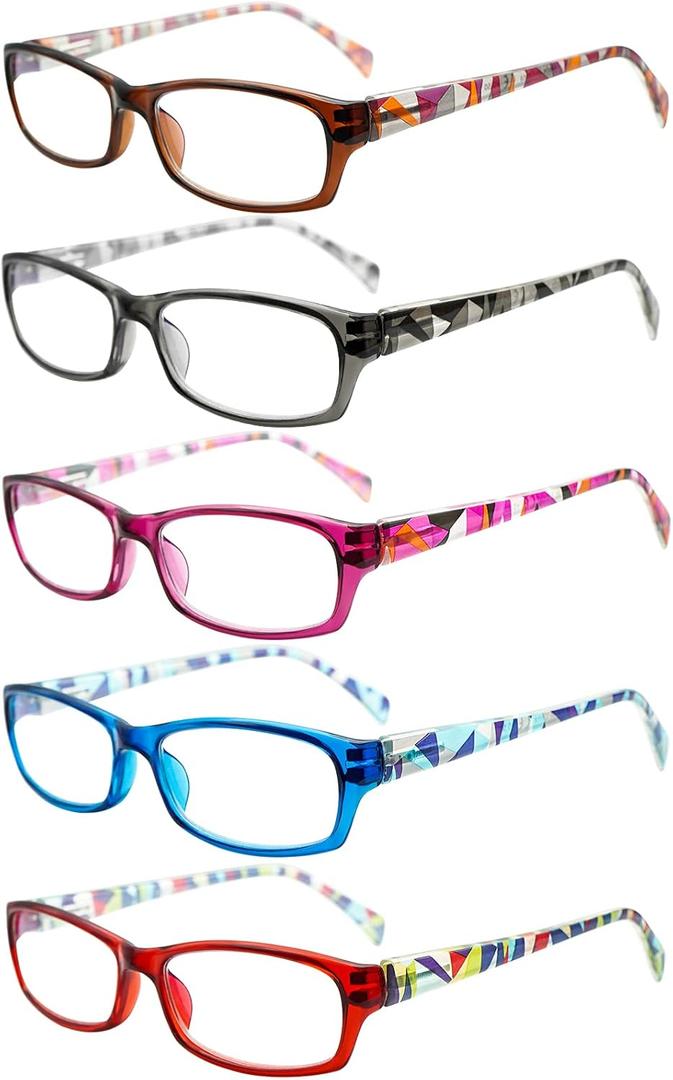 VIDEBLA 5 Pack Computer Reading Glasses Men and Women Anti Eyestrain Blue Light Blocking Glasses for Reading (5 Mix-3, 2.50)