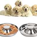 SOUJOY 2 Pack Stainless Steel Puppy Bowls, Pet Slow Feeder Bowls, Non-Skid Dog Food and Water Bowl, Feeding Weaning for Small Medium Large Dogs, Cat, Pets, Multiple Puppies
