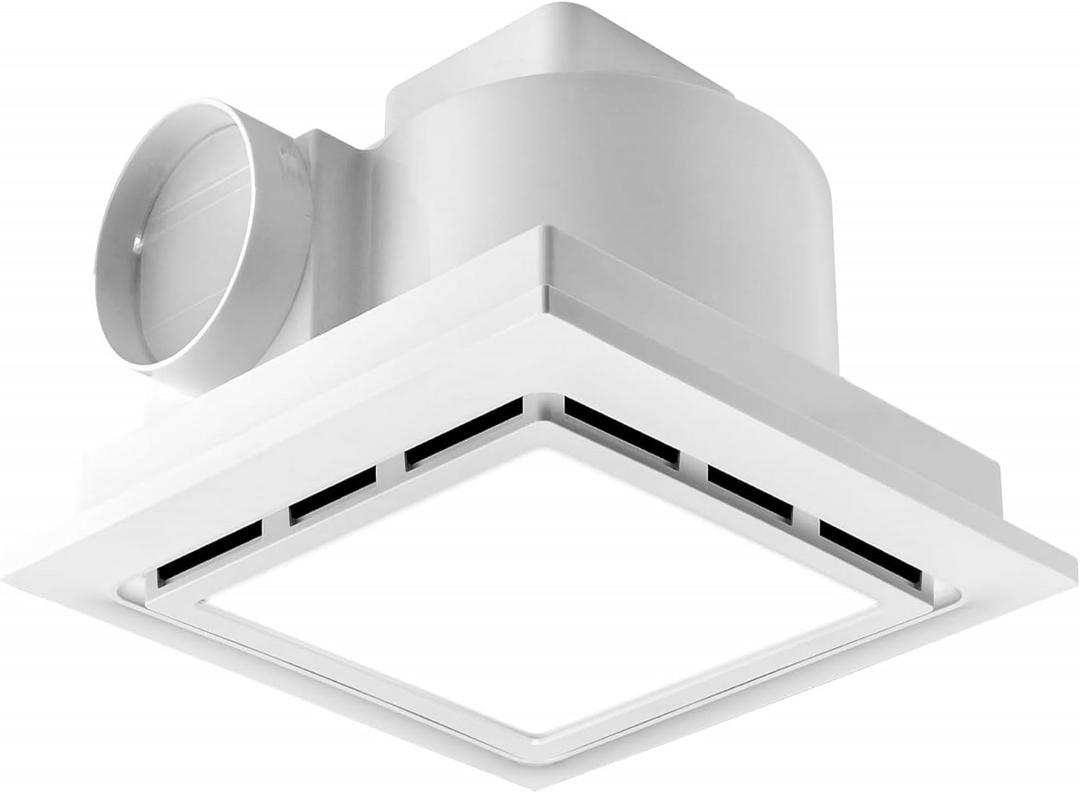 Bathroom Exhaust Fan with LED Light Ceiling Mount Ventilation Fan 118 CFM 1.0 Sones 4 Inch Duct Quiet Bathroom Vent Fan with Light Combo 5000K for Home Bath Hotel-Squares