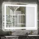 VooBang LED Bathroom Mirror 26 x 38 inches - 3 Adjustable Lighting Modes Lighted Smart Bathroom Vanity Mirror, Anti-Fog, Memory Function, Tempered Glass, Wall Mounted Horizontally Vertically