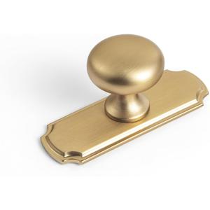 Goo-Ki Champagne Bronze Zinc Alloy Cabinet Knob (with Backplate) - Single Hole Center Affordable Luxury Cabinet Pull Hardware for Bedroom, Kitchen, 6 Pack 1.38"L x 1"W (Champagne Bronze) 