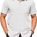 COOFANDY Mens Short Sleeve Dress Shirts Wrinkle Free Button Down Shirts Stain Shield Shirts with Pocket (X-Large, White)