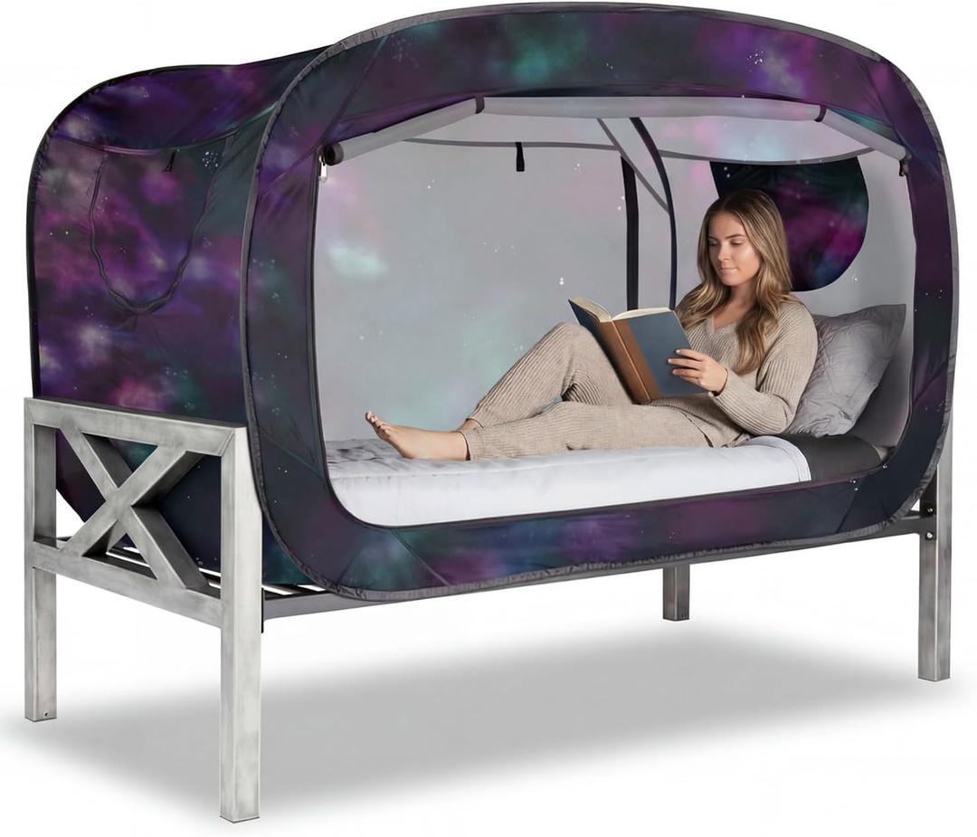 ANC POP Bed Tent Full Bed Canopy Portable Dream Tent for Adult Indoor Sleeping Tents with 2 Doors Breathable Private Space Tents, Galaxy, 56.3"W x 78.7"L