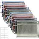 9 Pack Double-Layer Toy Storage Bags, Colored Mesh Zipper Pouch Bags Puzzle Building Block Sets with Handle and Labels, Toy Storage Organization, Mesh Storage Bags for Games School Office Travel
