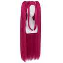 Rose Red Pink Wig with Bangs Long Straight Hot Pink Cosplay Wigs with 2 Ponytails Red Anime Wigs for Singers Cosplay Halloween Costume Outfit Party+Hair Cap