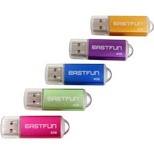 EASTFUN 5Pcs 8GB USB Flash Drive USB 2.0 Flash Memory Stick Thumb Stick Pen(Five Mixed Colors: Blue Purple Rose Green Gold)