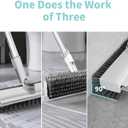 Floor Scrub Brush with Long Handle, 3 in 1 Scrape and Heavy-Duty Stiff Bristle Scrubber Brush for Cleaning Shower Bathroom, Patio, Pool, Garage, Kitchen, Wall and Deck (White, 1 Pack)