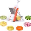 ONCE FOR ALL Safe Mandoline Slicer 5 in 1 Vegetable Cutter, Strips Julienne Dicer Adjustable Thickness 0.1-8 mm for Kitench Fast Meal Prep (Orange)