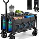 500LBS Collapsible Folding Wagon Carts with Table, 2 Brakes, 2 Cup Holders