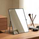 Vanity Desk Table Mirror, Adjustable Rectangular Tabletop Standing Makeup Mirror with Metal Framed for Living Room, Bedroom, Bathroom, Dark Grey