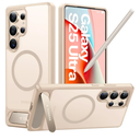 TORRAS Strong Magnetic & Seamless Stand for Samsung Galaxy S25 Ultra Case, Fit for MagSafe, Mil-Grade Drop Protection, Kickstand for Samsung Galaxy S25 Ultra Case, Translucent Gold Edge