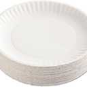 AJM Packaging Corporation Paper Plates, 9" Diameter, White, 100/Pack