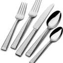 Mikasa Kyler Flatware Set for 12, 65 Piece 18/10 Stainless Steel Silverware with Modern Design and Serving Utensils, Durable, Stylish Dinnerware Service