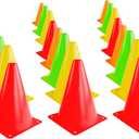 Super Z Outlet 7.5" Bright Neon Colored Orange, Yellow, Red, Green Cones Sports Equipment for Fitness Training, Traffic Safety Practice (24 Pack)