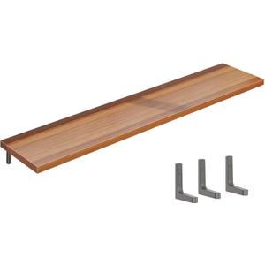 Wooden Radiator Cover Shelf with Bracket, Floating Wall Shelf, Drill-Free Installation, Ideal for Home Office, Bedroom, Living Room - Brown, 140x30cm (70x30cm, Black)