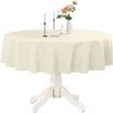 Romanstile Round Waterproof Tablecloth, Stain Resistant Washable Table Cloths Wrinkle Free Polyester Table Covers for Kitchen Dining Party Wedding Indoor and Outdoor - Ivory, 90 Inch