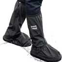 Waterproof Shoe Covers, Reusable & Foldable Rain Boot Shoe Cover with Zipper, Non-Slip, Reflector, Men Women Rain Gear, Black (X-Large)
