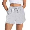 2 Packs Women's Sweat Shorts Comfy Lounge Running Shorts Gym Summer Casual High Waisted Athletic Shorts with Pockets (Gray, Large)