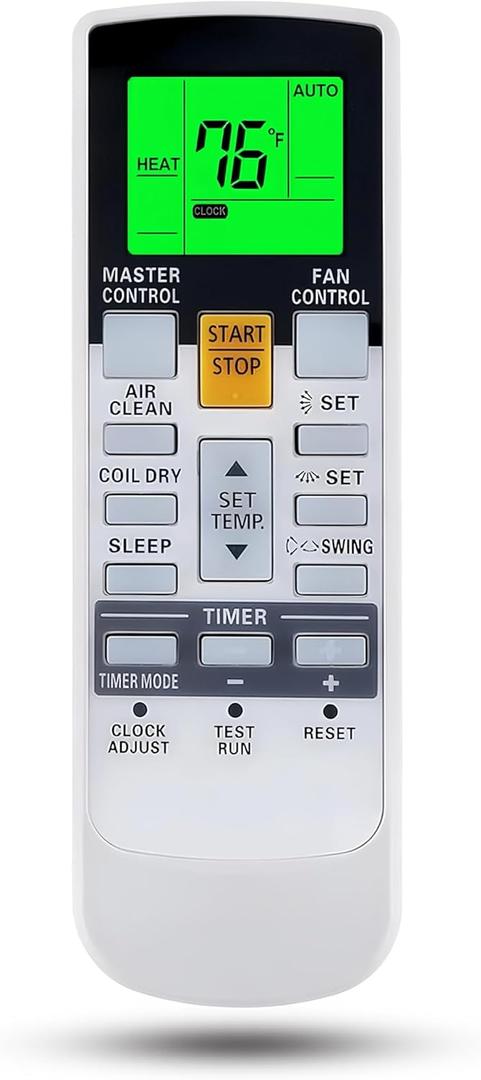 Replacement Remote Control for Fujitsu Air Conditioner AR-RAH2U ASU18RLF ASU18RLXS ASU24RLF ASU24RLXS ASU30RLX ASU30CLX1 ASU36CLX1 AOU36CLX1 AUU12RLF AUU18RLF AUU9RLF