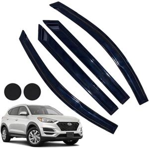 Rain Guards for Hyundai Tucson SEL 2016-2021, Tape-on Side Window Deflectors for Hyundai Tucson, Window Visors for Hyundai Cars,for Hyundai Car Accessories 4 Rain Guards 2 Car Coasters