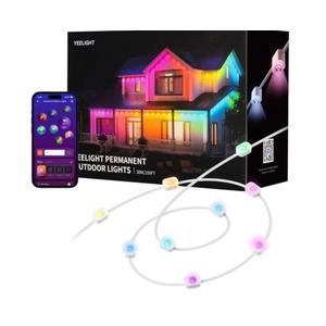 YEELIGHT Smart Outdoor Permanent String Light, 100 Ft, 20+ Lighting Effect, RGB LED, Music Sync, APP Control for DIY, IP67 Waterproof, Lighting Decoration for Eaves/Halloween/Christmas/Party/Holiday