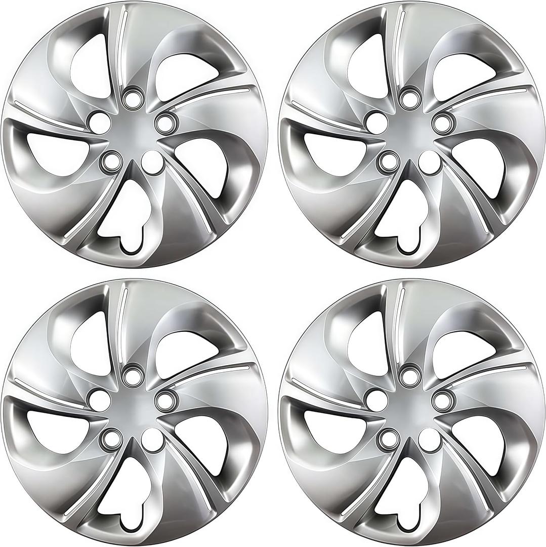 4-Pack Hubcaps Fit for 2006-2011 Honda Civic; Wheel Rim Covers Compatible with 2013-2015 Honda Civic 15'' Steel Wheel (Silver)