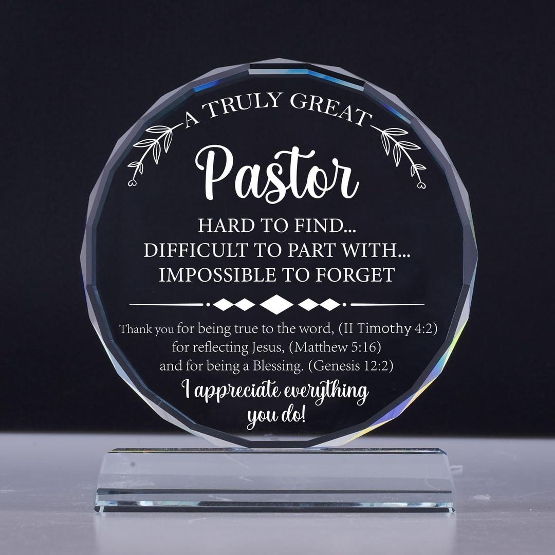Uniquilling Pastor Appreciation Gifts Exquisite Crystal Plaque with Gift Box Packaging, Thank You Gifts for Pastor, Christmas/Retirement/Birthday Pastor Gifts