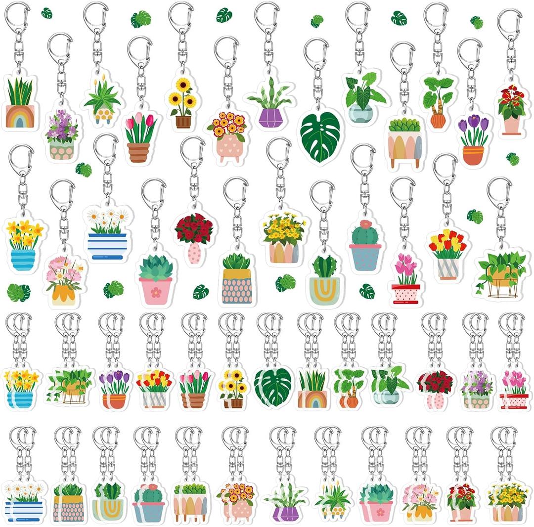 Landical 50 Pcs Heart Keychain Bulk Acrylic Pink and Red Key Ring Gifts Keychain with Tassels for Valentine's Day