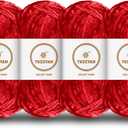 3.5 oz/Skein Chenille Plush Velour Cozy Float Lines for Fancy Lines for Crochet DIY Thick Weave Making Toys, Clothing (4 skeins, red)